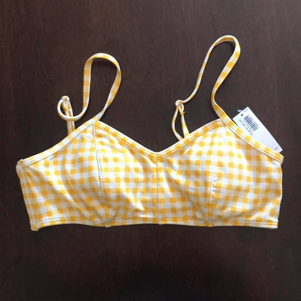 Gingham yellow bikini top